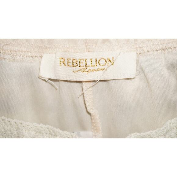 Rebellion Again Blue Cream Crochet Knit Two Piece Set Tank Top & Shorts Size L - Picture 6 of 9